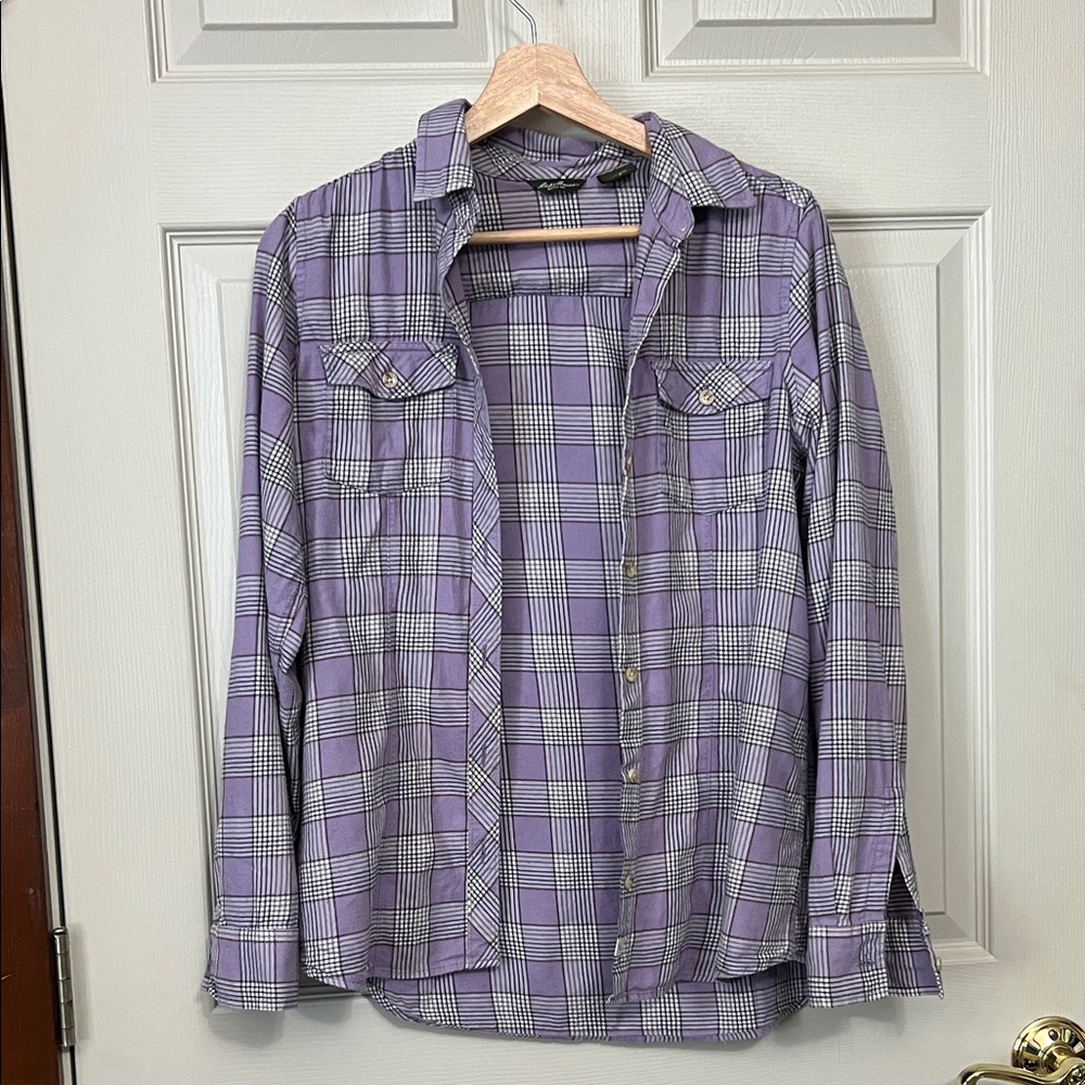 Eddie Bauer Lavender Plaid Women’s Flannel Shirt